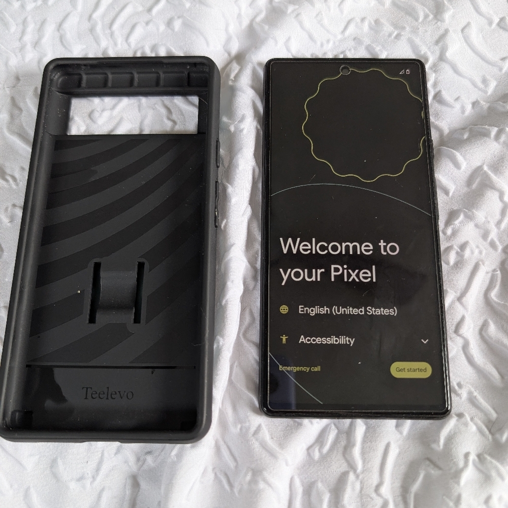 Google Pixel 6 Pale Green Smartphone with Black Case